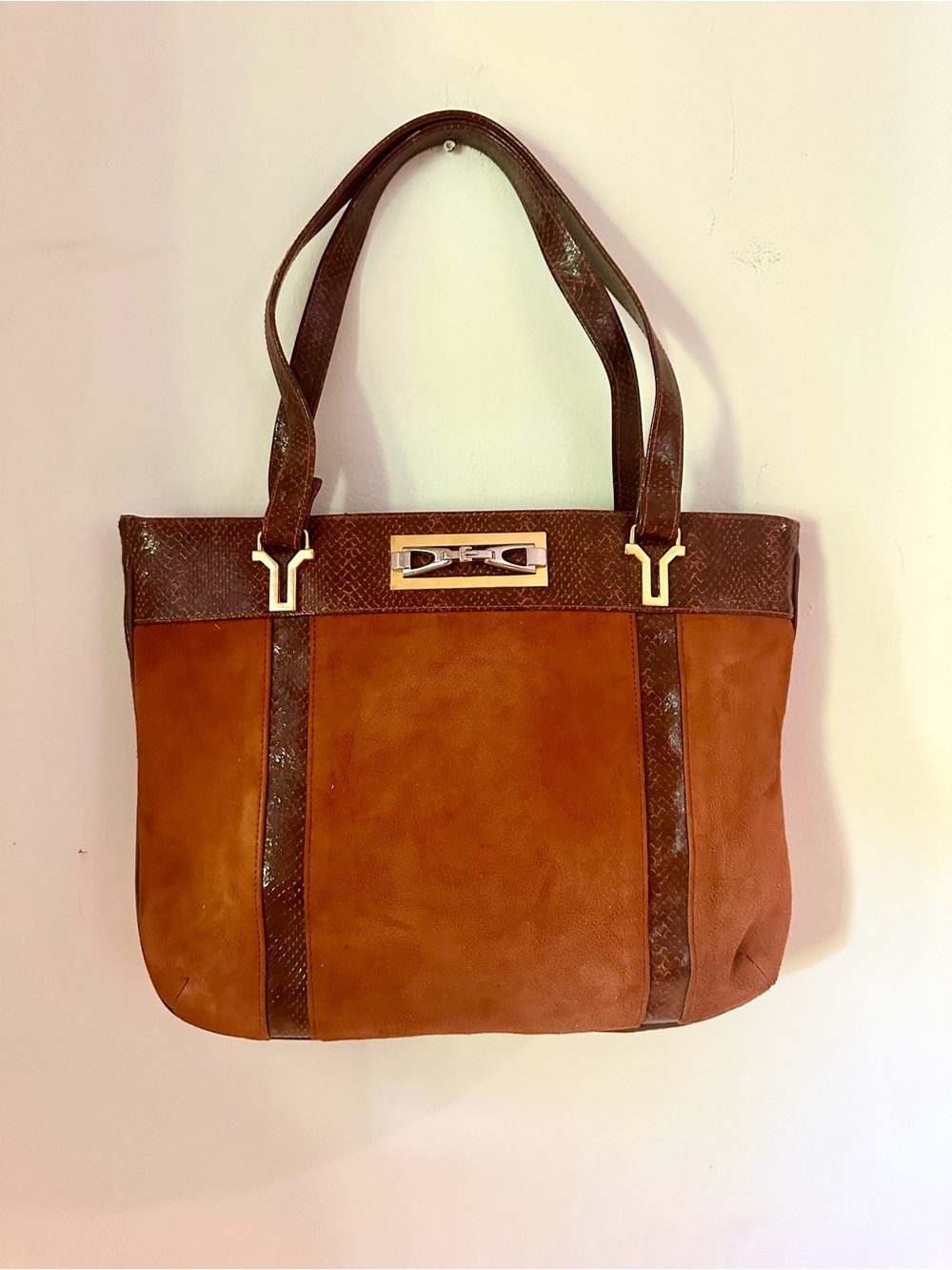 Vintage Meyers Orange Brown Suede Tote